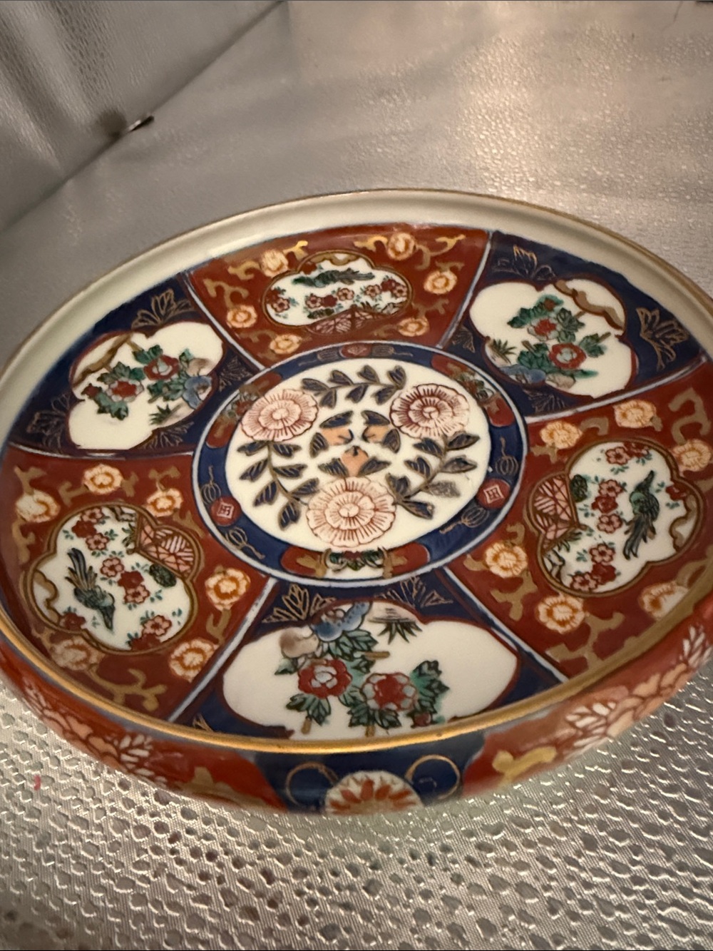 Vintage Decorative Imari-Porcelain Hand Painted Shallow Bowl